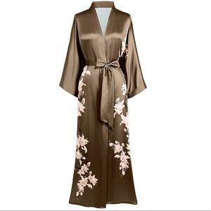Peanut Kimono Robe Satin Sleepwear Silk Satin